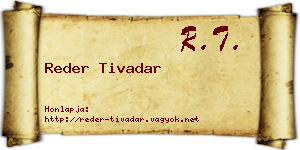 Reder Tivadar névjegykártya